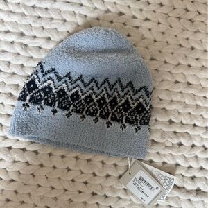Barefoot Dreams Blue and Black Kids Beanie